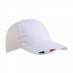 Cappello Baseball Cotone con Tricolore Bianco