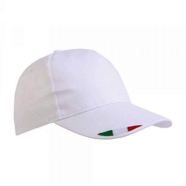 Cappello Baseball Cotone con Tricolore Bianco
