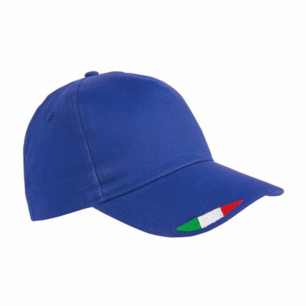 Cappello Baseball Cotone con Tricolore Blu Elettrico