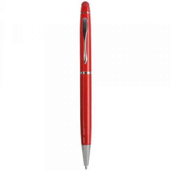 Penna in Metallo Twist con gommino per touch in tinta Rossa